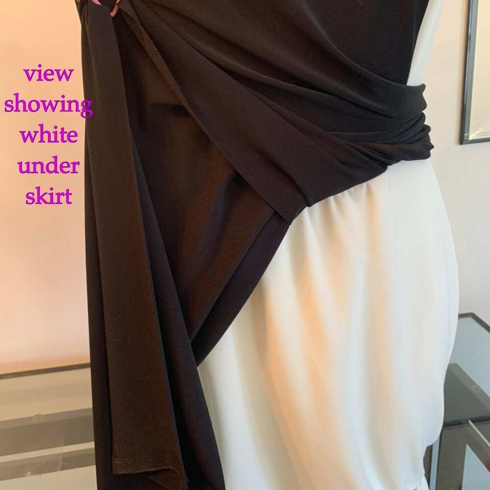 New with tags! Ralph Lauren versatile Dress black/white cascade-drape Size 8 - Picture 7 of 12